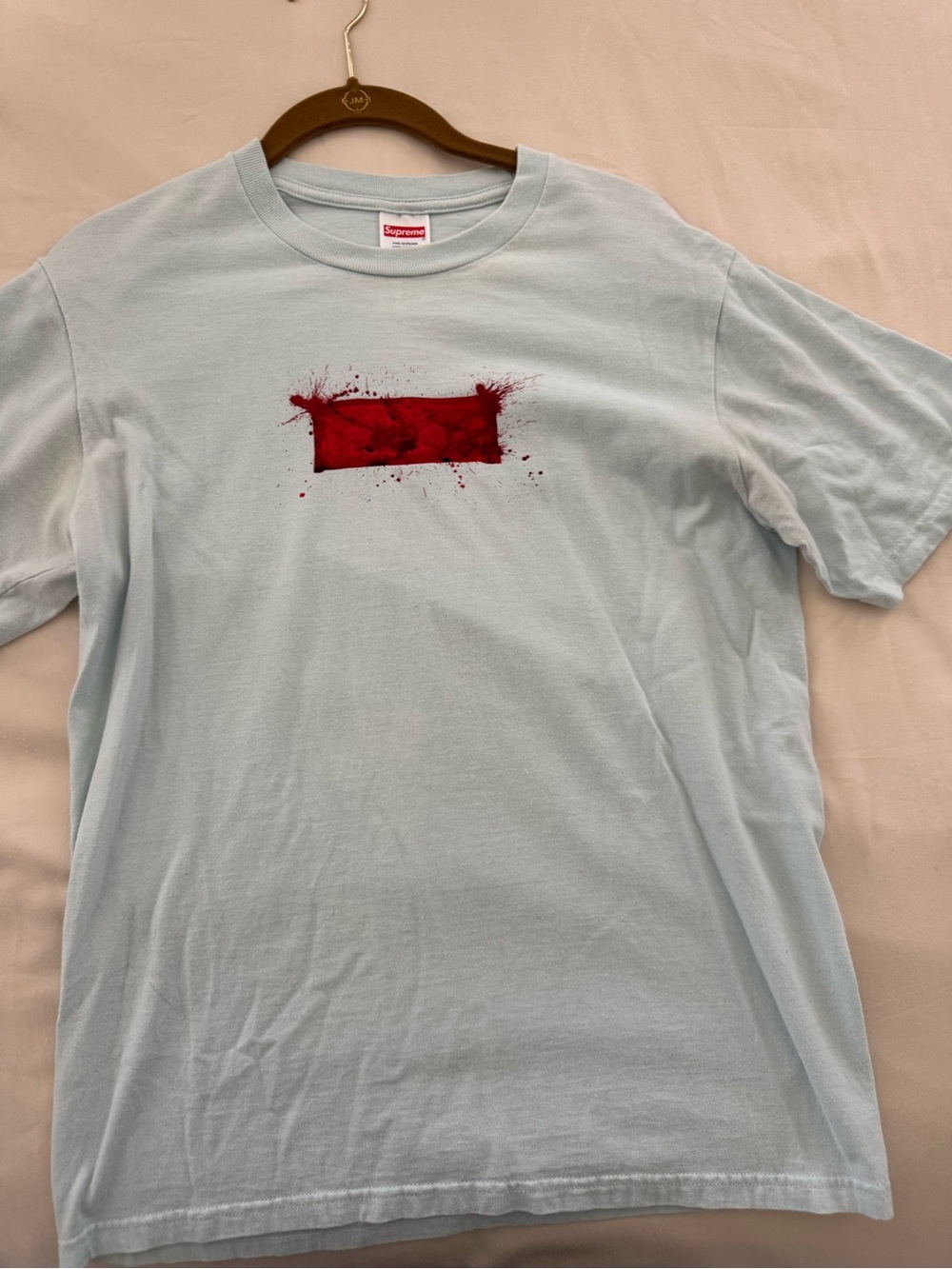 Supreme Ralph Steadman Red Box Logo Light Blue Short Sleeve Tee with